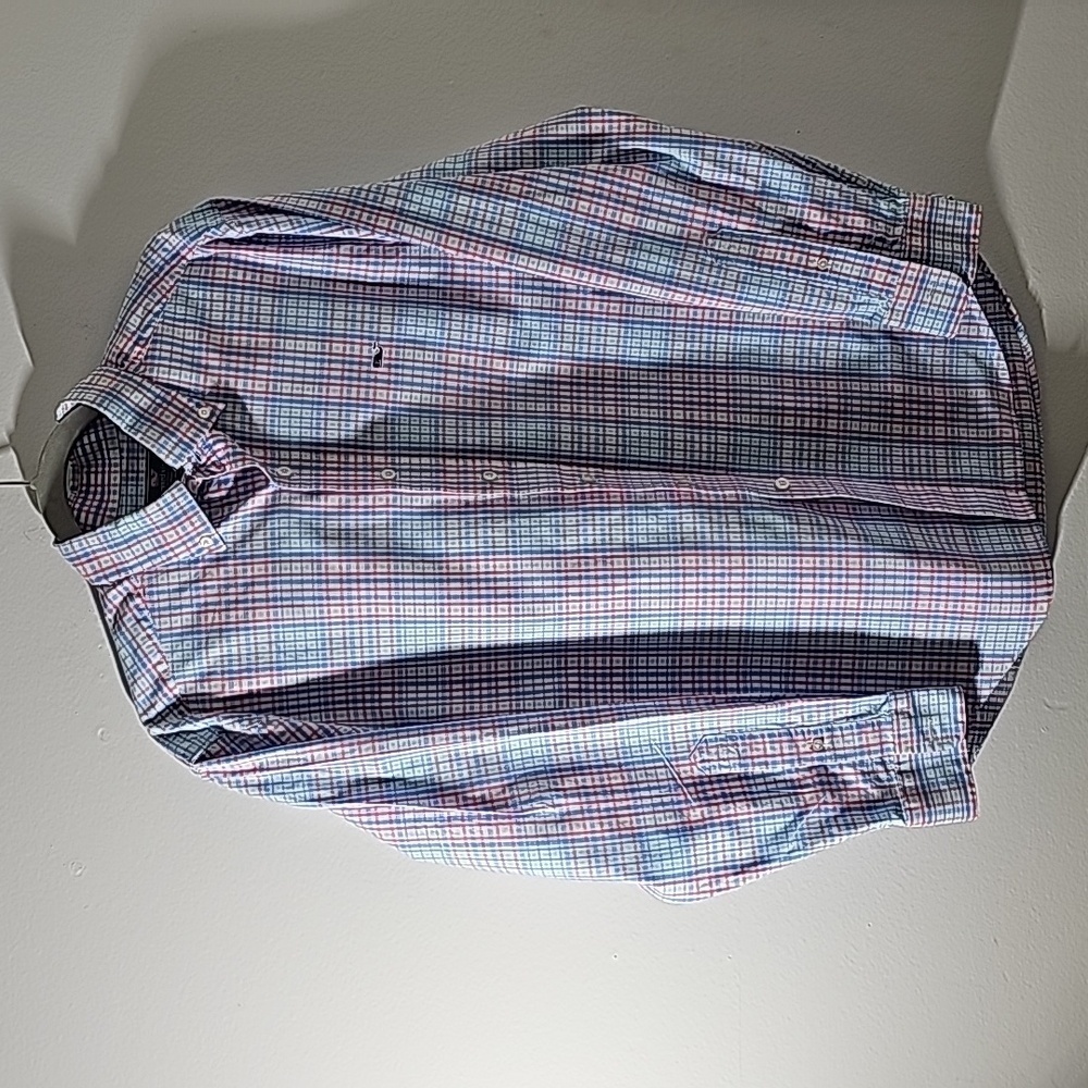 Vineyard vines men's plaid print shirt Pink/blue. Medium classic fit whale shirt